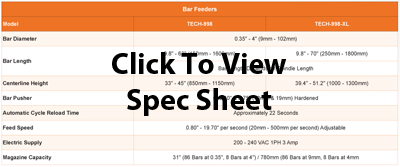 Bar Feeder Specifications